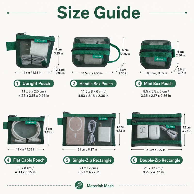 6PCS Mesh Tech Organizer Pouch - Office Tech Bag ulasan dan harga