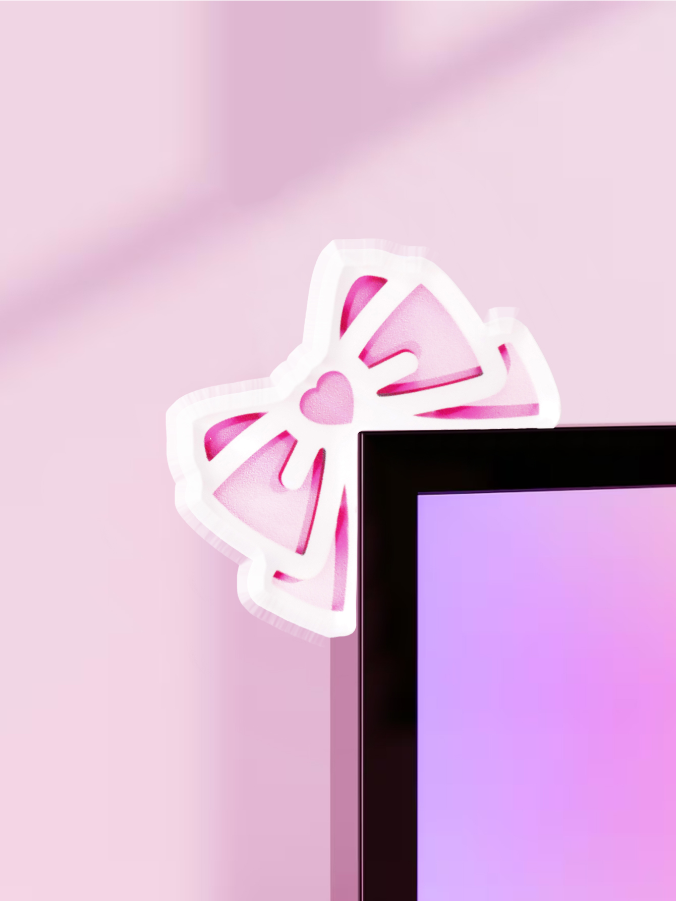 Kawaii Bow Monitor Decor Pink  - Office Technology ulasan dan harga